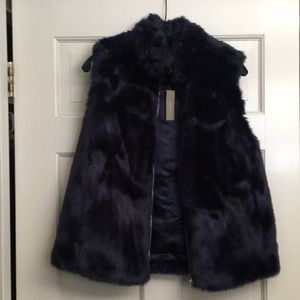 J. Crew small navy faux fur vest